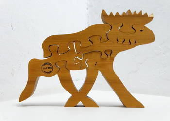 Drewniane Puzzle 3D Łoś Ta I Trä Uppsala Szwecja Vintage Skandynawia 26 cm