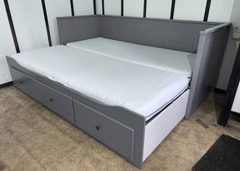 IKEA HEMNES Łóżko Leżanka z 3 szufladami, 2 materace ,szare Transport