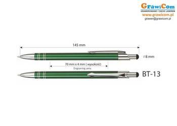 długopisy metalowe touch pen z grawerem 100 szt. zielony