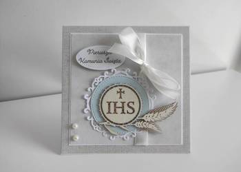 Kartka ręcznie robiona Pamiątka Pierwszej Komunii Świętej handmade