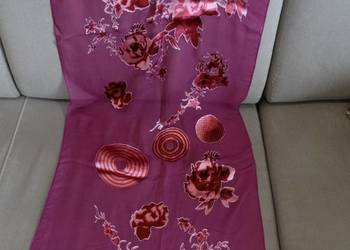 Szal Jedwabny 100% Naturalny Jedwab Burgundowy Szalik Francuski Nowy