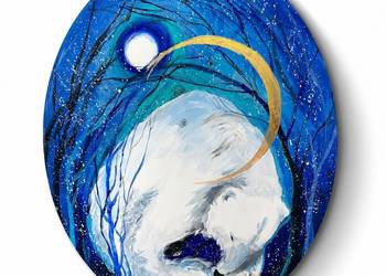"Opiekun" obraz akrylowy na płótnie owalnym 50x40cm artystki Adriany Laube
