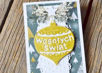 Kartka świąteczna na Boże Narodzenie wesołych świąt ręcznie robiona