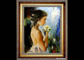 Kowalik - Kamelia - 40x50cm Obraz Olejny Dziewczyna Akt Róża