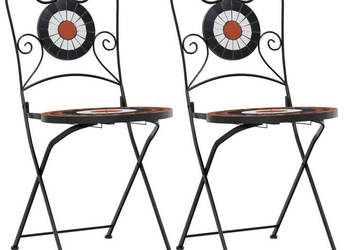Składane krzesła bistro 2 szt. terakotowo-białe ceramiczne WM-4003406