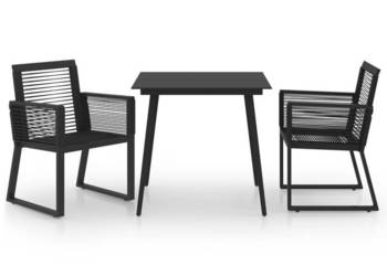 3-cz. zestaw mebli ogrodowych rattan PVC czarny WM-3060213