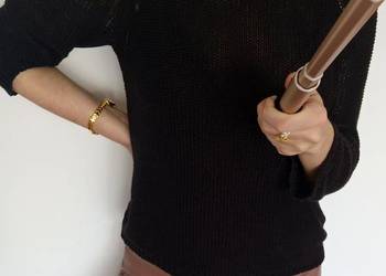 Czarny letni ażutowy sweter z rękawem 3/4 H&M rozmiar M-L-XL