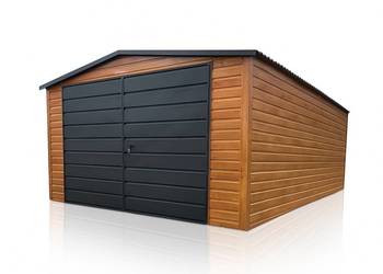 Garaż Blaszany drewnopodobny dwuspadowy 4x6m PREMIUM