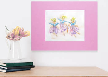 pastelowy obrazek 30x40, aniołki plakat wrózki obrazek A3