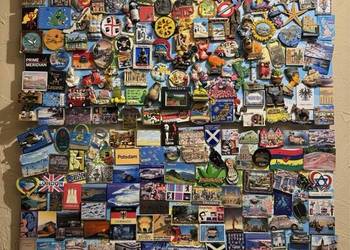 Kolekcja magnesów na lodówkę z całego świata. Ok 300 sztuk z 2 tablic.magn.