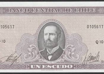 CHILE 1 ESCUDO 1964 - EDUARDO PRAT - STAN BANKOWY UNC