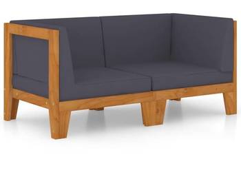 vidaXL 2-osobowa sofa z ciemnoszarymi poduszkami(SKU:3058113)