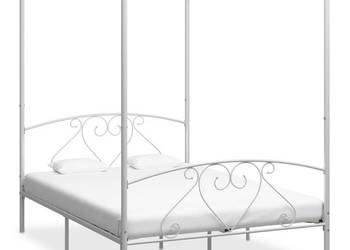 vidaXL Rama łóżka z baldachimem, biała, metalowa(SKU:284429)