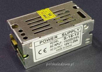 Zasilacz LED do żar. diodowych SMD transformator 12V 15W DC