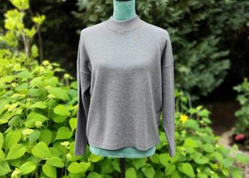 Szary sweter H&M S 36 M 38 bawełna wiskoza prosty oversize