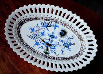 WYPRZEDAŻ Półmisek koszyk ażurowy wzór cebulowy porcelana lata 20te