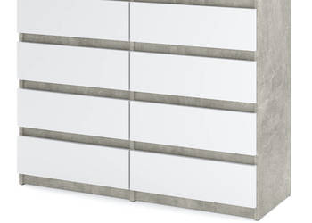 Komoda 8 Szuflad Hugo Szeroka Pojemna Szafka Rtv Salon 120cm Beton Biały