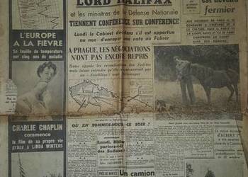 Gazety stare Paris soir z 10.09.1938 r., Sunday Chronicle