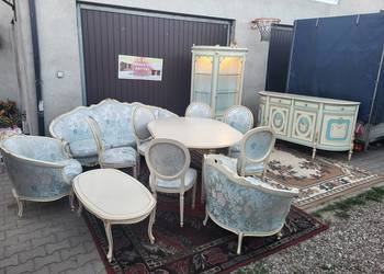 Meble pałacowe LUDWIK XIV komoda witryna sofa fotele stolik krzesła