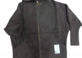 WIOSNA-JESIEN GRUBY PŁASZCZ Alpaka Kardigan -UNI BIUST DO 140 CM brązowy