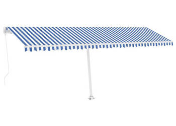 Ręcznie zwijana markiza z LED 600 x 300 cm niebiesko-biała WM-3069601