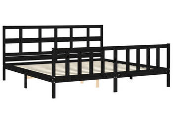Rama łóżka z wezgłowiem czarna lite drewno 200x200 cm WM-3193035