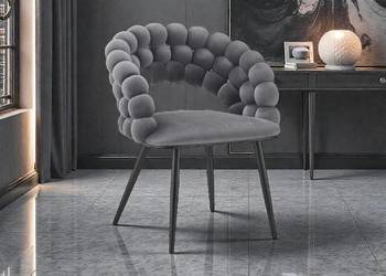 Szare Krzesło Tapicerowane Bubble Black, Wysyłka 24H, Dostawa 0zł!