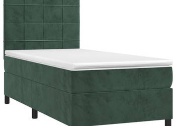 Łóżko kontynentalne z materacem i LED zielony aksamit 100x200cm WM-3136110