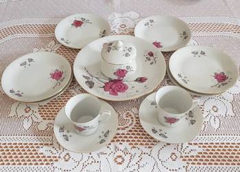Porcelana Wałbrzych złocona serwis filiżanki talerzyk unikat
