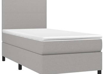 Łóżko kontynentalne z materacem jasnoszare tkanina 80x200 cm WM-3134669