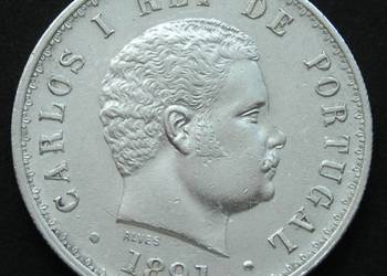 PORTUGALIA 500 REIS 1891 - CARLOS I - SREBRO