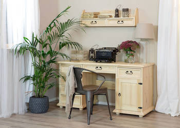 Drewniane stylowe biurko rustykalne do gabinetu domowego