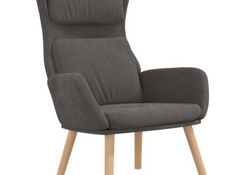 Fotel ciemnoszary obity aksamitem WM-341352