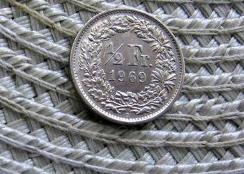 Szwajcaria 1/2 Franka 1969r