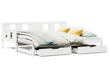 Sofa rozsuwana z szufladami bez materaca białe 80x200 cm WM-3302228