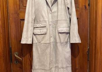 Płaszcz damski S skóra naturalna limitowana edycja długi beżowy trencz