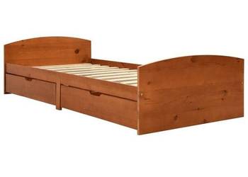 vidaXL Rama łóżka z 2 szufladami, miodowy brąz, sosna(SKU:322156)