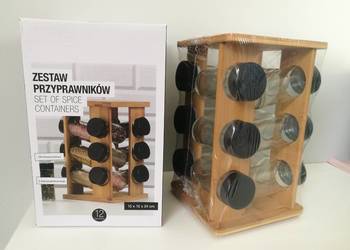 Nowy bambusowy stojak obrotowy na przyprawy