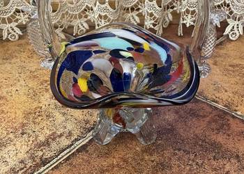 Stary koszyczek szklany z PRL