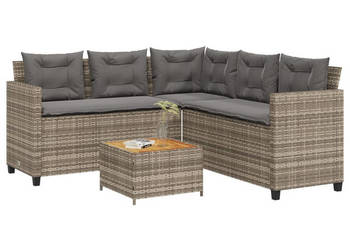 Narożnik ogrodowy z poduszkami i stolikiem rattan PE szary WM-369049