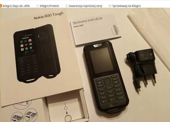 NOwy  Telefon Nokia 800 Tough 512 MB / 4 GB 4G (LTE) czarny Polski salon Or