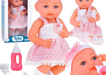 gumowa lalka bobas w różowej sukience butelka smoczek | ZA5235