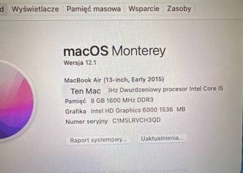 MacBook Air 13" Early 2015, SSD 128, RAM 8, 1,6GHz i5,