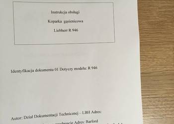 dtr instrukcja obsługi koparka liebherr r946 i inne