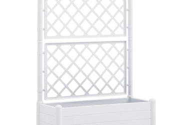 Skrzynia na rośliny z trejażem 100x43x142 cm PP biała WM-313983