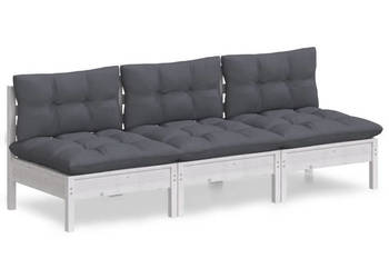 3-osobowa sofa ogrodowa z antracytowymi poduszkami sosnowa WM-3096077