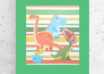 bajkowy plakat dla chłopca, dinozaury plakat 30x40 obrazek