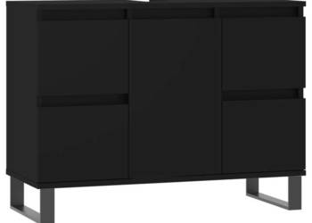Szafka łazienkowa czarna 80x33x60 cm materiał drewnopochodny WM-831661