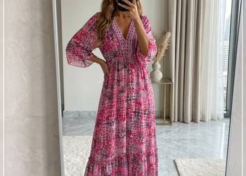 Sukienka maxi boho ala nietoperz