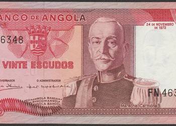 ANGOLA 20 ESCUDOS 1972 - STAN BANKOWY UNC -